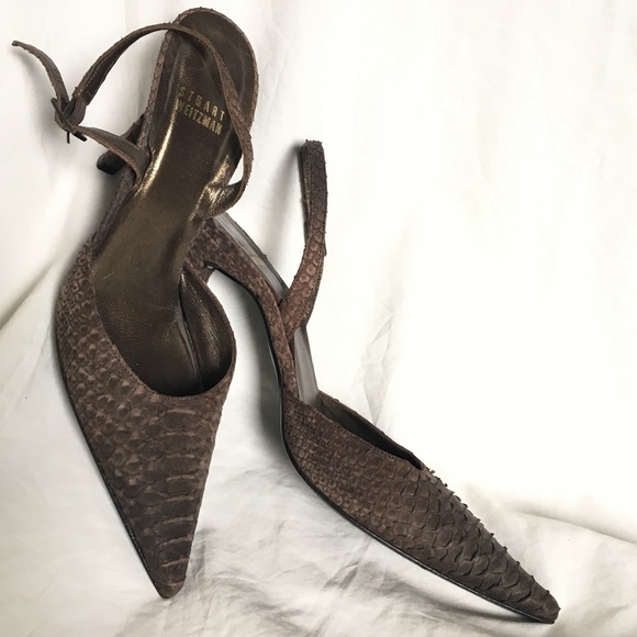 Stuart Weitzman Shoes - Stuart Weitzman Snake Skin Slingback Pointy Heels